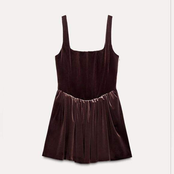 NWT NEW ZARA  mauve GATHERED CORSETRY-INSPIRED DRESS corset rushed m… - Picture 15 of 16